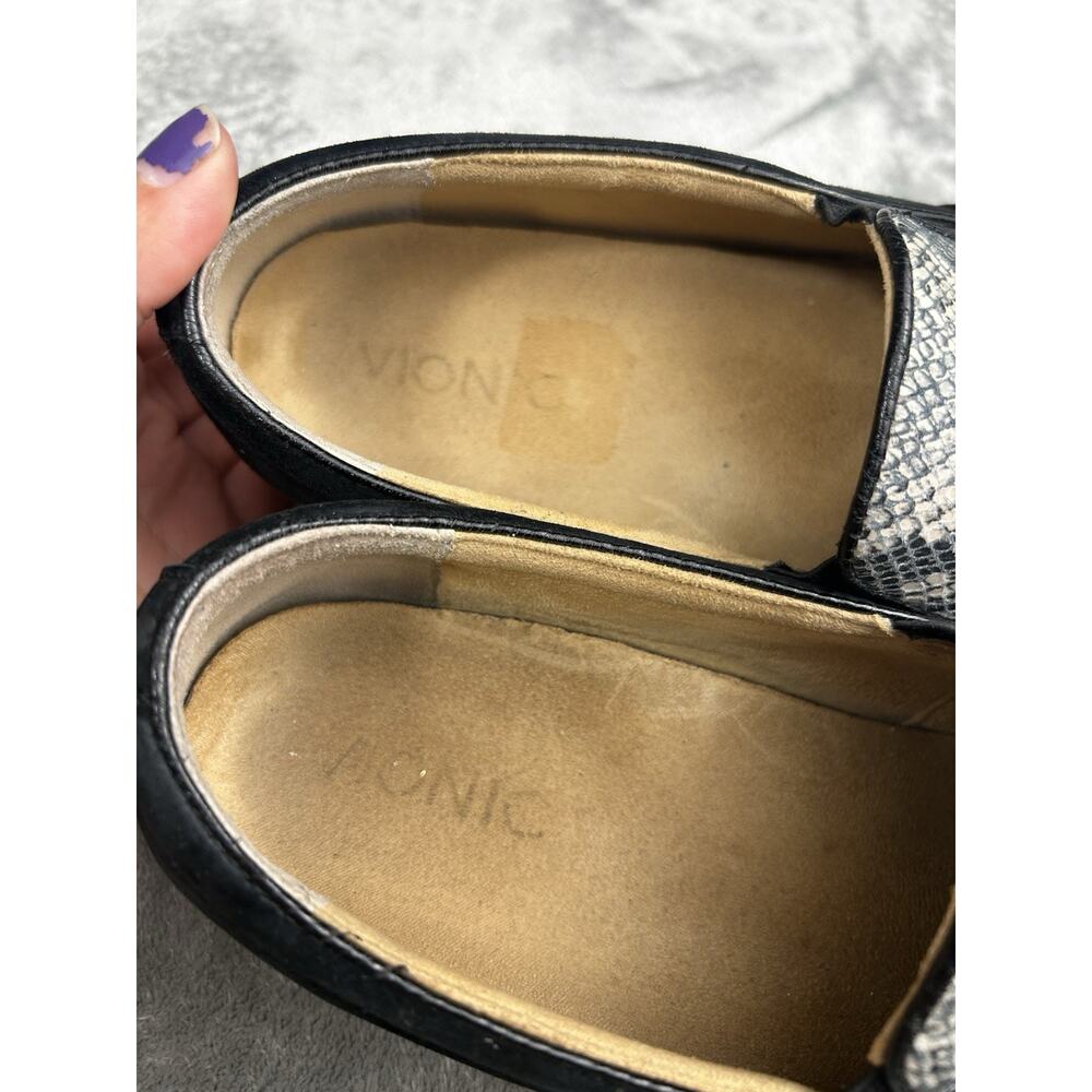 Vionic Sneaker Leather Snake Print Black Slip‎ On Casual Classy Comfort Size 8 - Picture 2 of 10